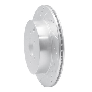 R1 05-12 Nissan Pathfinder Rear Left Drilled & Slotted Silver Brake Rotor