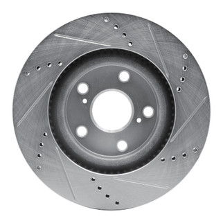 R1 86-87 Volvo 780 Front Left Drilled & Slotted Silver Brake Rotor