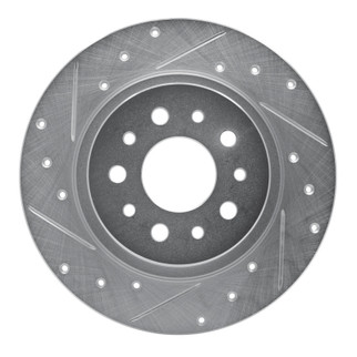 R1 14-19 Fiat 500L Rear Left Drilled & Slotted Silver Brake Rotor