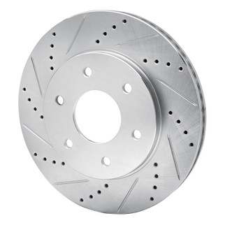 R1 04-05 Infiniti QX56 Front Left Drilled & Slotted Silver Brake Rotor