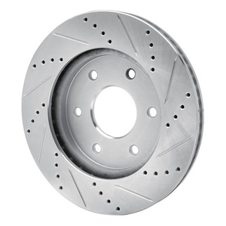 R1 04-05 Infiniti QX56 Front Left Drilled & Slotted Silver Brake Rotor