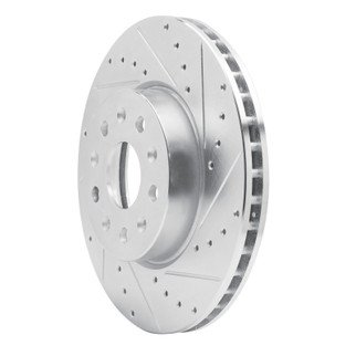 R1 16-25 Cadillac CT5 Front Right Drilled & Slotted Silver Brake Rotor
