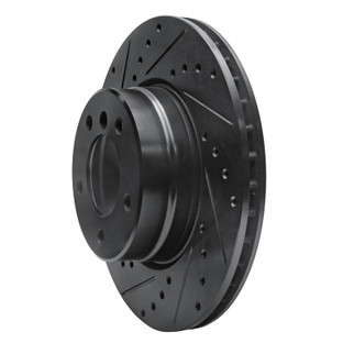 R1 04-10 BMW 525i (Mexico) Front Left Drilled & Slotted Black Brake Rotor