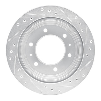 R1 88-95 Nissan Pathfinder Rear Left Drilled & Slotted Silver Brake Rotor