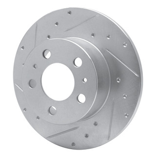 R1 67-72 Volvo 164 Front Right Drilled & Slotted Silver Brake Rotor