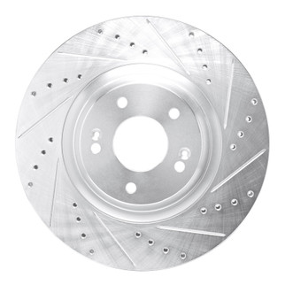 R1 19-22 Hyundai Veloster N Front Right Drilled & Slotted Silver Brake Rotor