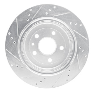 R1 14-19 Chevrolet Corvette Rear Right Drilled & Slotted Silver Brake Rotor