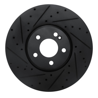 R1 15-23 Mercedes-Benz E300 Front Left Drilled & Slotted Black Brake Rotor