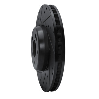 R1 15-23 Mercedes-Benz E300 Front Left Drilled & Slotted Black Brake Rotor