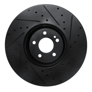 R1 15-23 Mercedes-Benz E300 Front Left Drilled & Slotted Black Brake Rotor