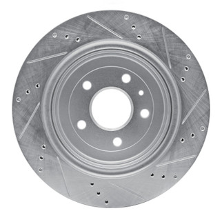 R1 14-19 Chevrolet Corvette Rear Left Drilled & Slotted Silver Brake Rotor