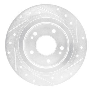 R1 18-25 Hyundai Kona Rear Left Drilled & Slotted Silver Brake Rotor