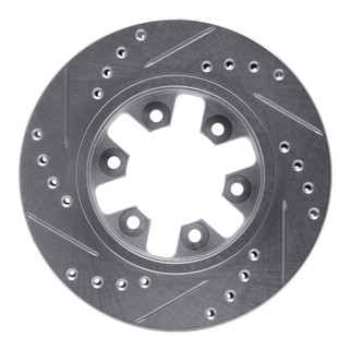 R1 85-97 Nissan D21 Pickup RWD (4 Cyl Excl HD) Front Right Drill & Slot Silver Brake Rotor