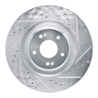 R1 19-22 Hyundai Veloster N Front Right Drilled & Slotted Silver Brake Rotor
