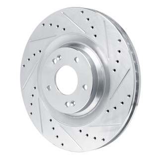 R1 19-22 Hyundai Veloster N Front Right Drilled & Slotted Silver Brake Rotor