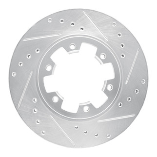 R1 85-02 Nissan Pickup Hardbody Front Right Drilled & Slotted Silver Brake Rotor