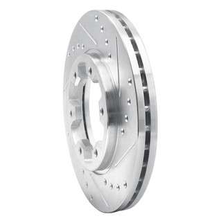 R1 85-02 Nissan Pickup Hardbody Front Right Drilled & Slotted Silver Brake Rotor