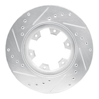 R1 85-02 Nissan Pickup Hardbody Front Right Drilled & Slotted Silver Brake Rotor