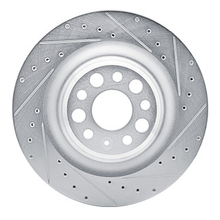 R1 21-25 Tesla Model S Rear Right Drilled & Slotted Silver Brake Rotor