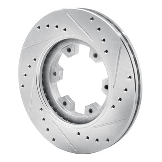 R1 85-02 Nissan Pickup Hardbody Front Left Drilled & Slotted Silver Brake Rotor