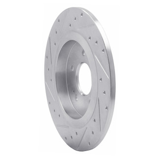 R1 19-25 Hyundai SANTA FE Rear Right Drilled & Slotted Silver Brake Rotor