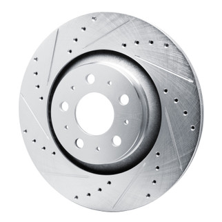 R1 20-25 Tesla Model Y Rear Left Drilled & Slotted Silver Brake Rotor