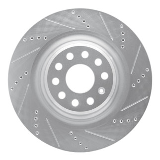 R1 12-21 Tesla Model S Rear Right Drilled & Slotted Silver Brake Rotor