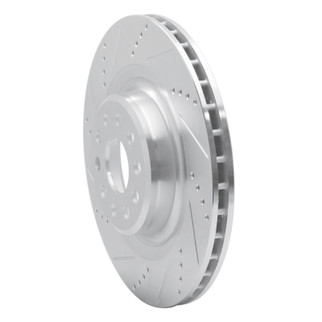 R1 12-21 Tesla Model S Rear Left Drilled & Slotted Silver Brake Rotor