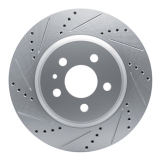 R1 17-25 Tesla Model 3 Rear Left Drilled & Slotted Silver Brake Rotor
