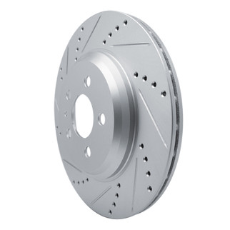 R1 17-25 Tesla Model 3 Rear Left Drilled & Slotted Silver Brake Rotor