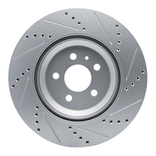 R1 17-25 Tesla Model 3 Rear Left Drilled & Slotted Silver Brake Rotor