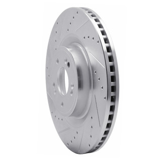 R1 18-20 Genesis G80 Front Left Drilled & Slotted Silver Brake Rotor