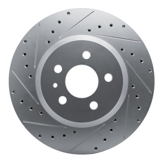 R1 17-25 Tesla Model 3 Front Left Drilled & Slotted Silver Brake Rotor