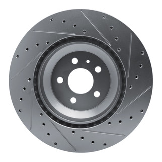 R1 17-25 Tesla Model 3 Front Left Drilled & Slotted Silver Brake Rotor