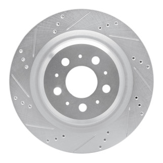 R1 17-25 Tesla Model 3 Rear Left Drilled & Slotted Silver Brake Rotor