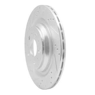 R1 17-25 Tesla Model 3 Rear Left Drilled & Slotted Silver Brake Rotor
