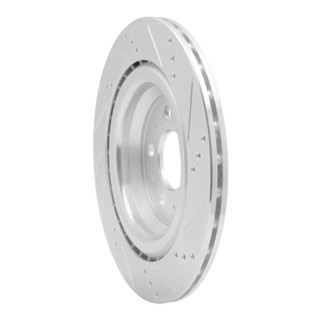 R1 17-25 Tesla Model 3 Rear Left Drilled & Slotted Silver Brake Rotor