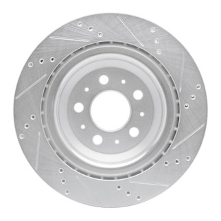 R1 17-25 Tesla Model 3 Rear Left Drilled & Slotted Silver Brake Rotor