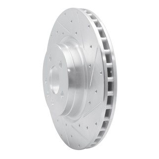 R1 12-21 Tesla Model X Front Right Drilled & Slotted Silver Brake Rotor