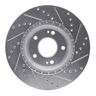 R1 15-25 Hyundai Kona EV Front Left Drilled & Slotted Silver Brake Rotor