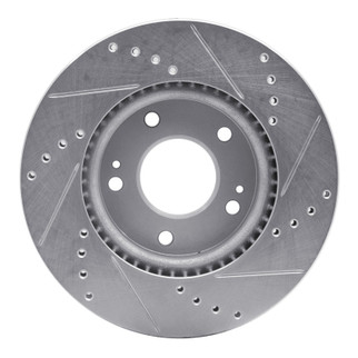 R1 17-22 Hyundai Ioniq Front Left Drilled & Slotted Silver Brake Rotor