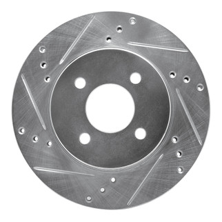 R1 11-25 Nissan Versa Front Left Drilled & Slotted Silver Brake Rotor