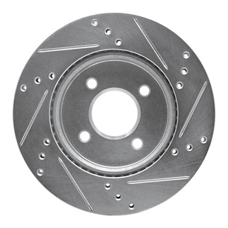R1 11-25 Nissan Versa Front Left Drilled & Slotted Silver Brake Rotor