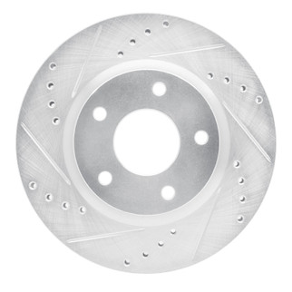 R1 13-19 Nissan SENTRA Front Left Drilled & Slotted Silver Brake Rotor