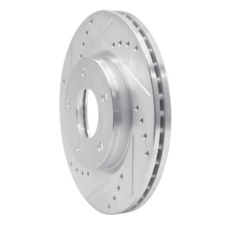 R1 13-19 Nissan SENTRA Front Left Drilled & Slotted Silver Brake Rotor