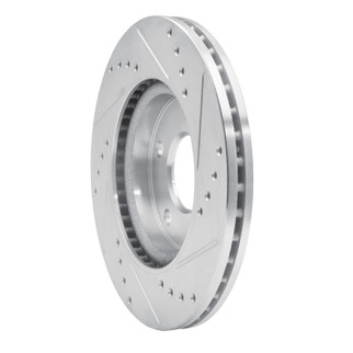 R1 13-19 Nissan SENTRA Front Left Drilled & Slotted Silver Brake Rotor