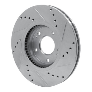 R1 07-09 Hyundai SANTA FE Front Left Drilled & Slotted Silver Brake Rotor