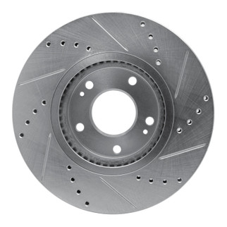 R1 07-09 Hyundai SANTA FE Front Left Drilled & Slotted Silver Brake Rotor