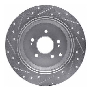 R1 07-12 Hyundai Veracruz Rear Right Drilled & Slotted Silver Brake Rotor