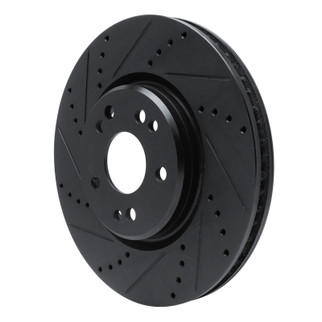 R1 94-02 Mercedes-Benz SL500 Right Front Drilled & Slotted Black Brake Rotor